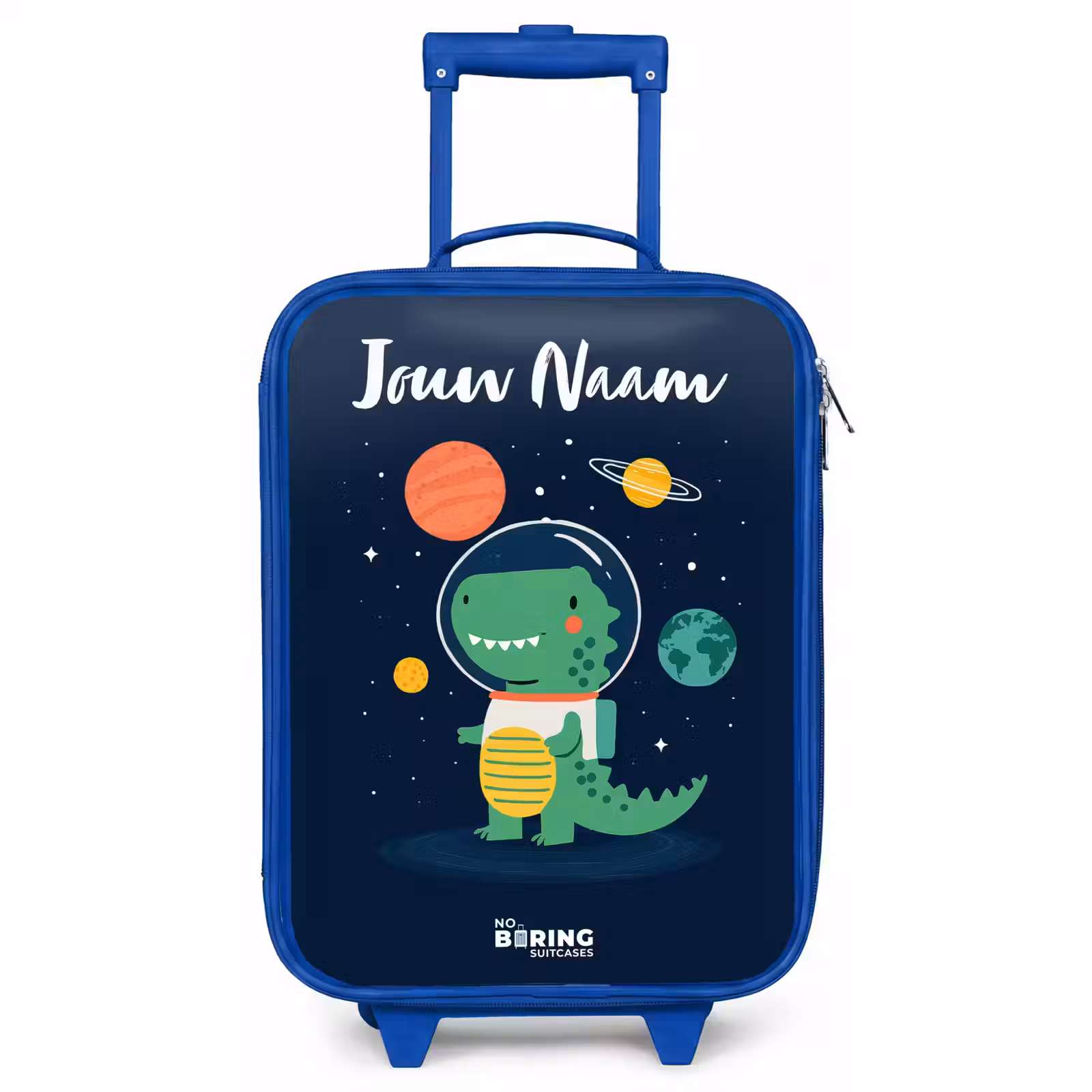 Kinderkoffer met naam - Blauw - Ruimte - Dino - Planeten - Sterren — 1