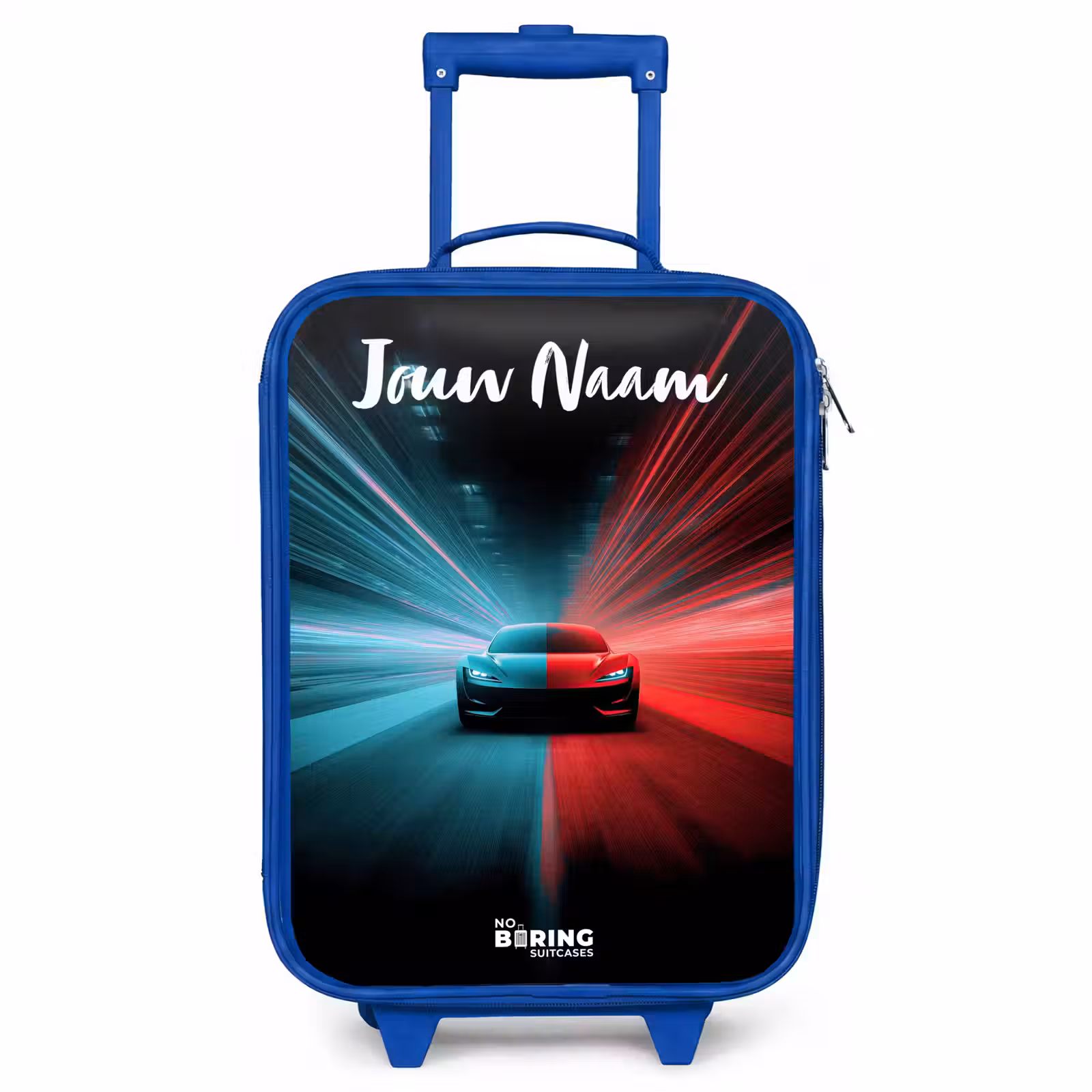 Kinderkoffer met naam - Blauw - Sportauto - Blauw - Neon - Stad — 1