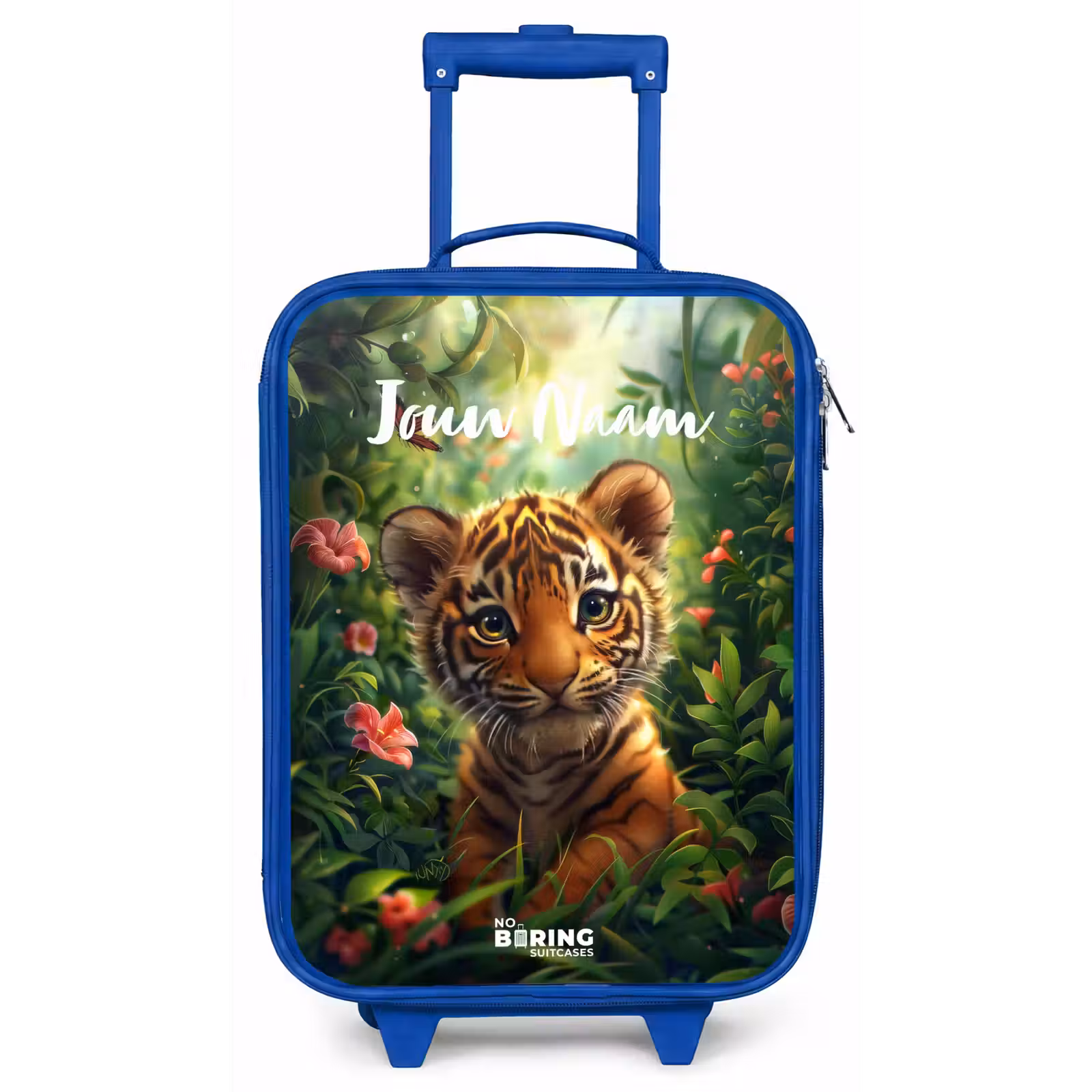 Kinderkoffer met naam - Blauw - Tommy tijger — 1