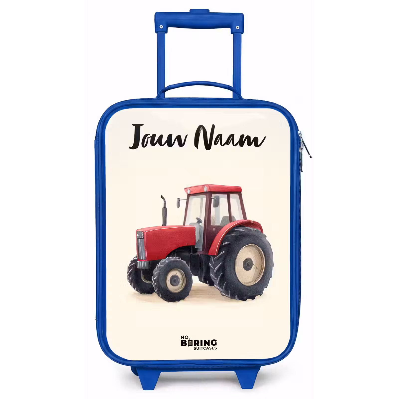 Kinderkoffer met naam - Blauw - Tractor - Getekend - Rood — 1