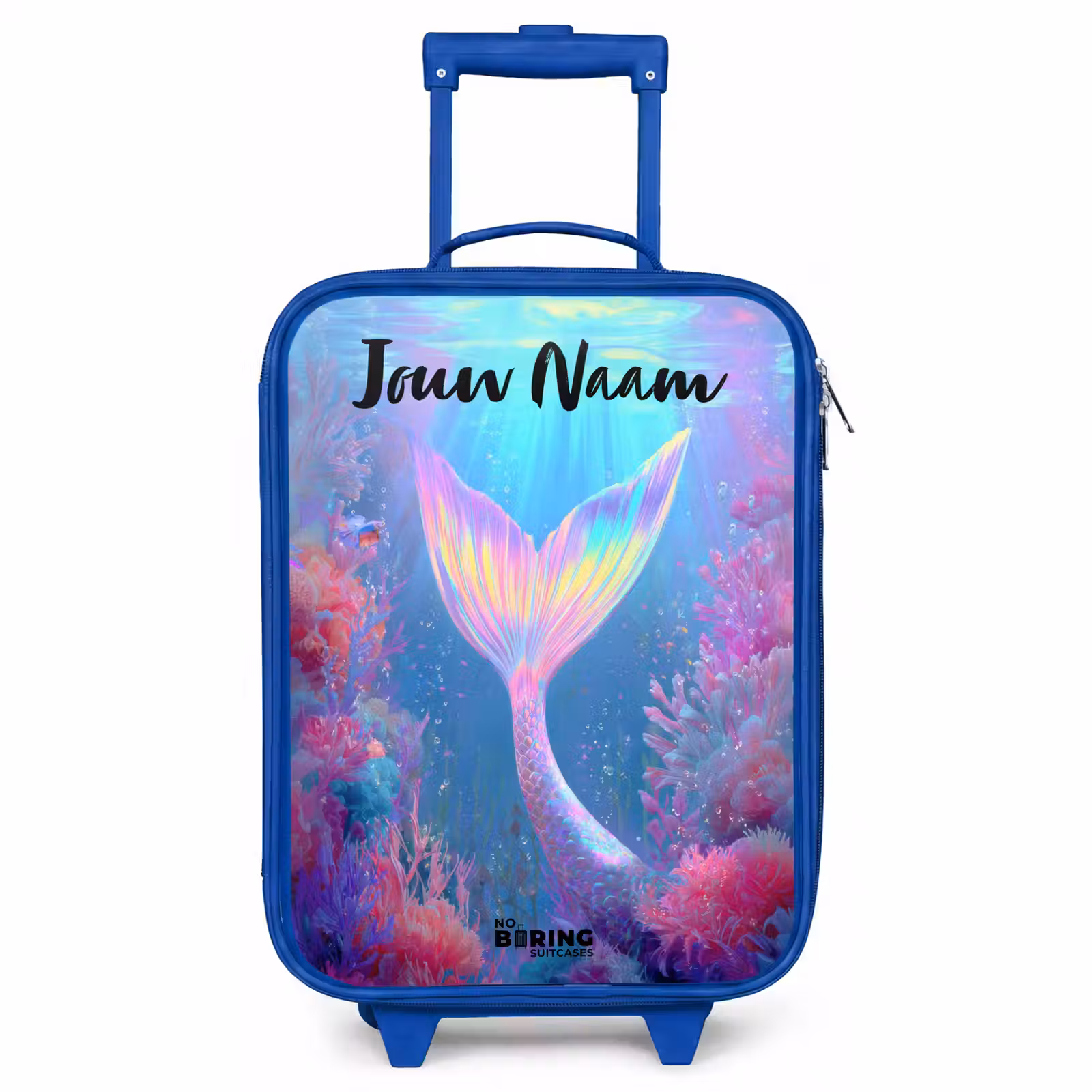 Kinderkoffer met naam - Blauw - Zeemeermin - Koraal - Water — 1