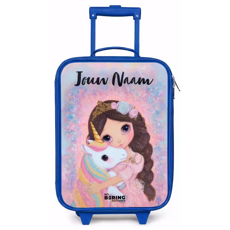 Kinderkoffer met naam - Blauw - Meisje - Eenhoorn - Glitter — 1