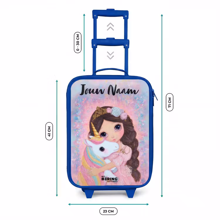 Kinderkoffer met naam - Blauw - Meisje - Eenhoorn - Glitter — 6