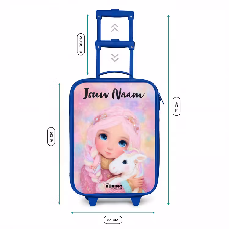 Kinderkoffer met naam - Blauw - Meisje - Eenhoorn - Roze — 6