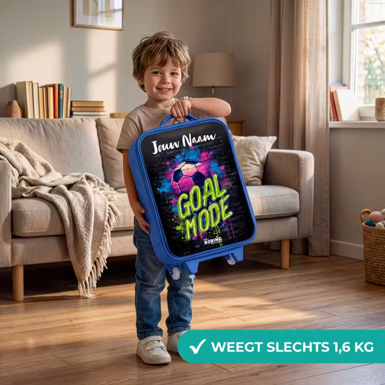 Kinderkoffer met naam - Blauw - Neon - Graffiti - Voetbal - Kleurrijk — 2