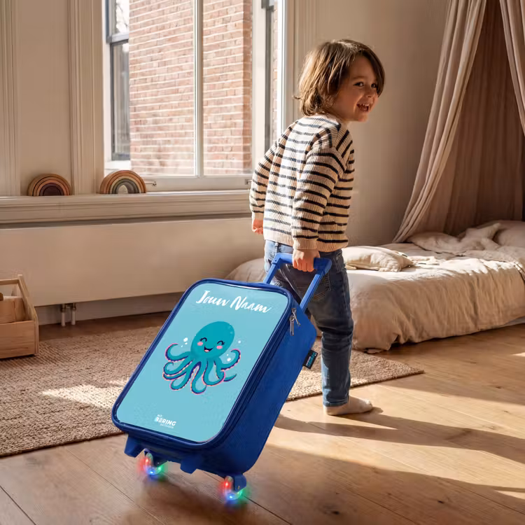 Kinderkoffer met naam - Blauw - Octopus - Water - Blauw — 3