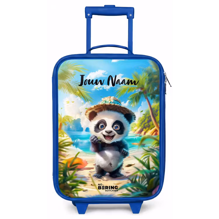 Kinderkoffer met naam - Blauw - Pablo panda — 1