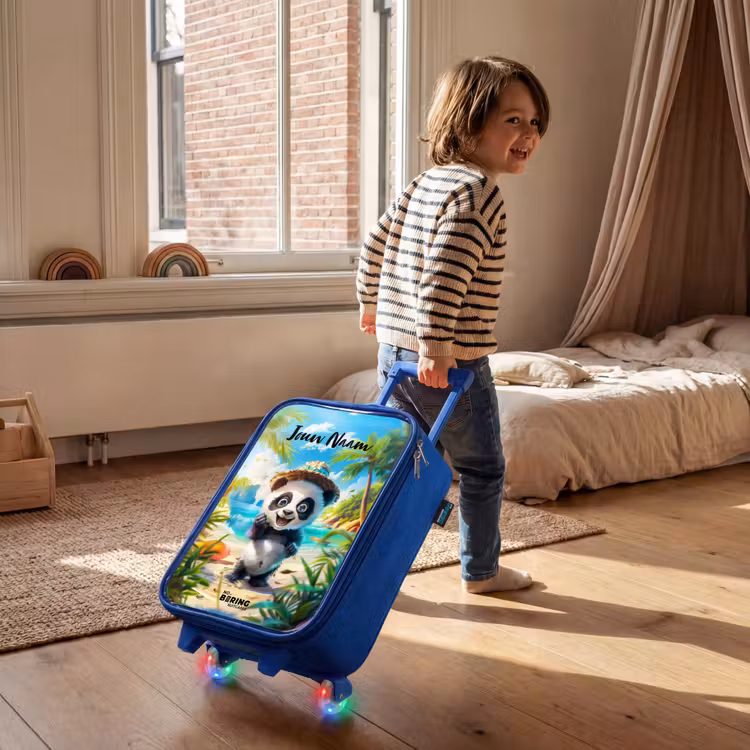 Kinderkoffer met naam - Blauw - Pablo panda — 3