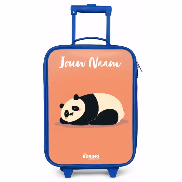 Kinderkoffer met naam - Blauw - Panda - Slapen - Oranje — 1
