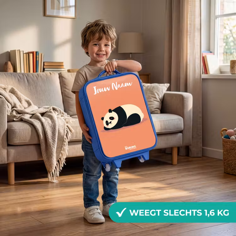 Kinderkoffer met naam - Blauw - Panda - Slapen - Oranje — 2