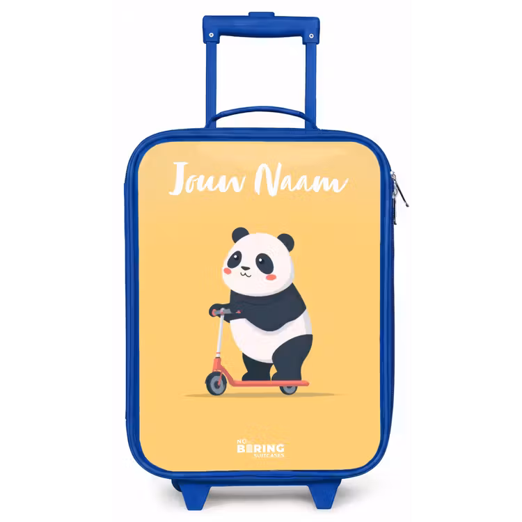 Kinderkoffer met naam - Blauw - Panda - Step - Geel — 1