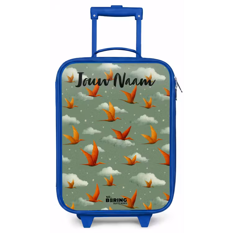 Kinderkoffer met naam - Blauw - Patroon - Dino - Pterosaurussen — 1