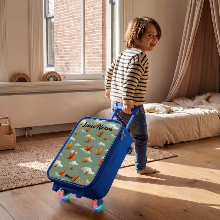 Kinderkoffer met naam - Blauw - Patroon - Dino - Pterosaurussen — 3