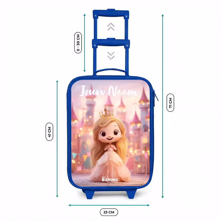 Kinderkoffer met naam - Blauw - Prinses - Roze - Kasteel — 6