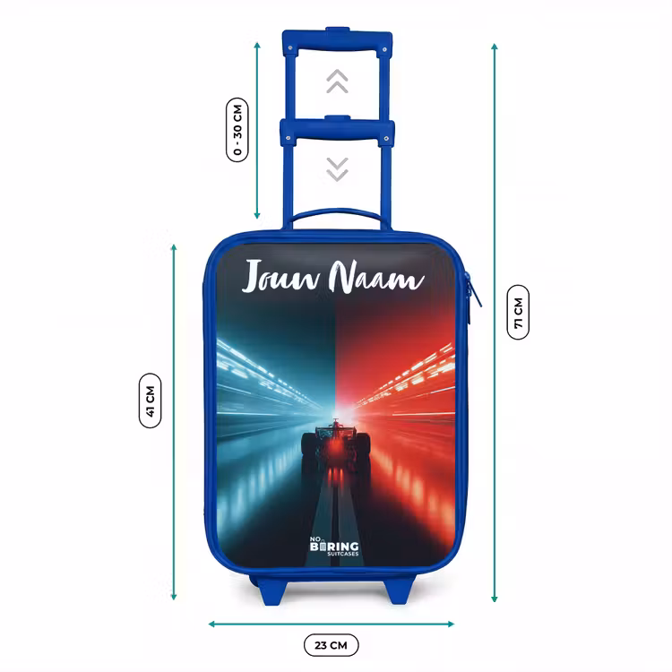 Kinderkoffer met naam - Blauw - Raceauto - Verlichting - Neon - Rood — 6