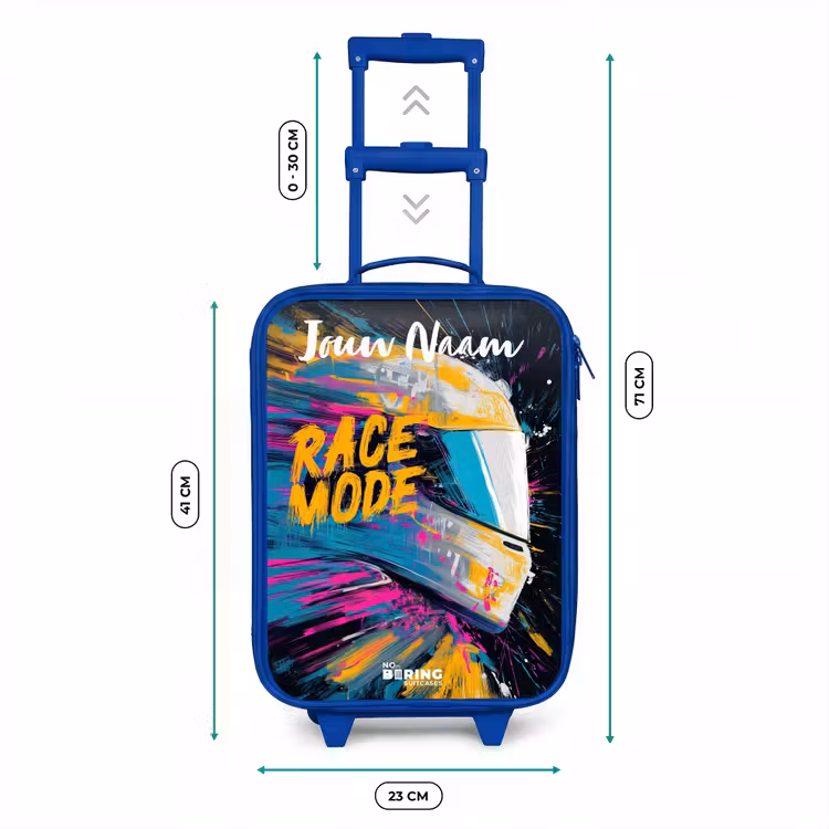 Kinderkoffer met naam - Blauw - Racehelm - Abstract - Verf - Kleurrijk — 6