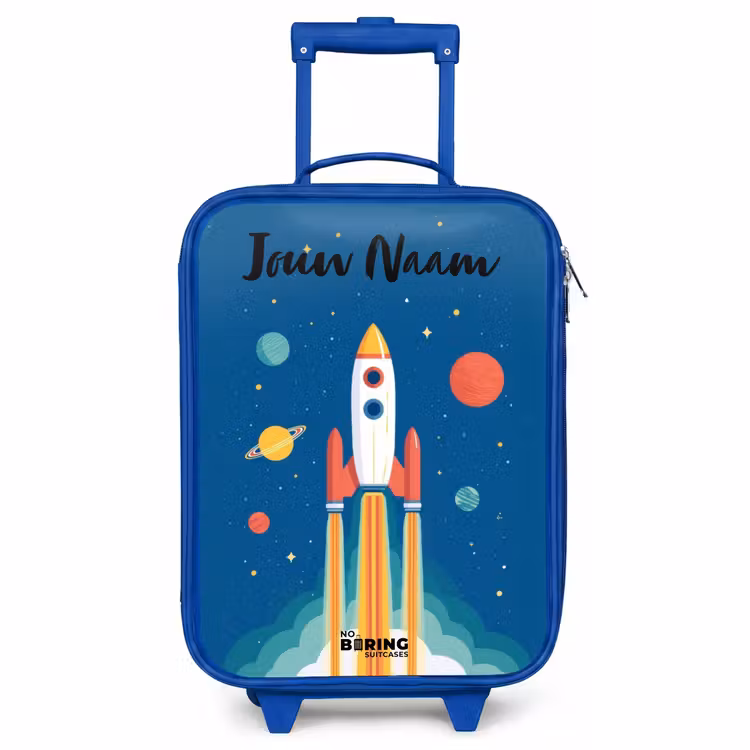 Kinderkoffer met naam - Blauw - Raket - Planeet - Sterren - Veelkleurig — 1