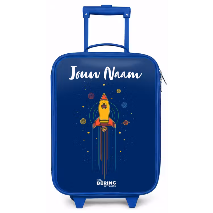 Kinderkoffer met naam - Blauw - Raket - Planeten - Sterren — 1