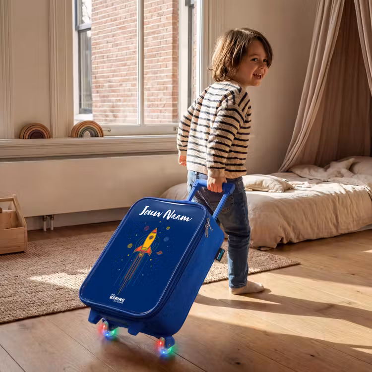 Kinderkoffer met naam - Blauw - Raket - Planeten - Sterren — 3