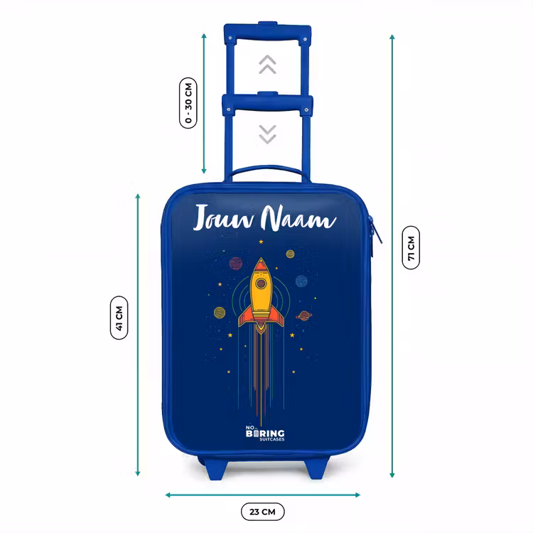 Kinderkoffer met naam - Blauw - Raket - Planeten - Sterren — 6