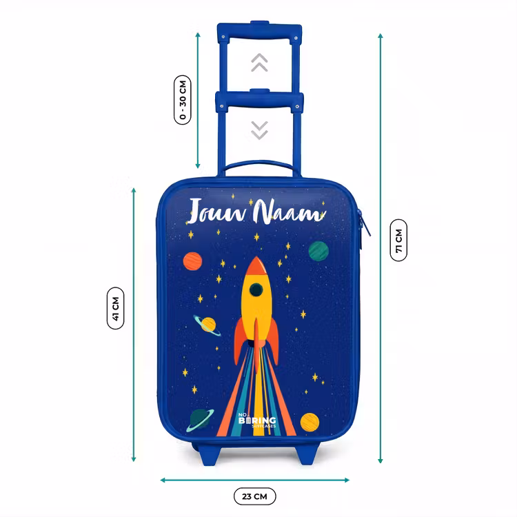 Kinderkoffer met naam - Blauw - Raket - Sterren - Planeet - Ruimte — 6