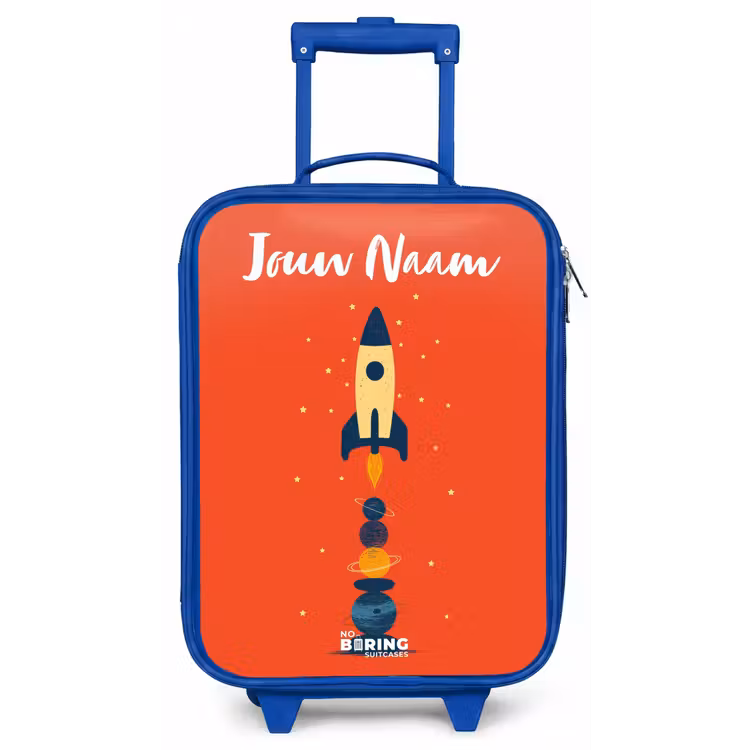 Kinderkoffer met naam - Blauw - Raket - Sterren - Planeten — 1