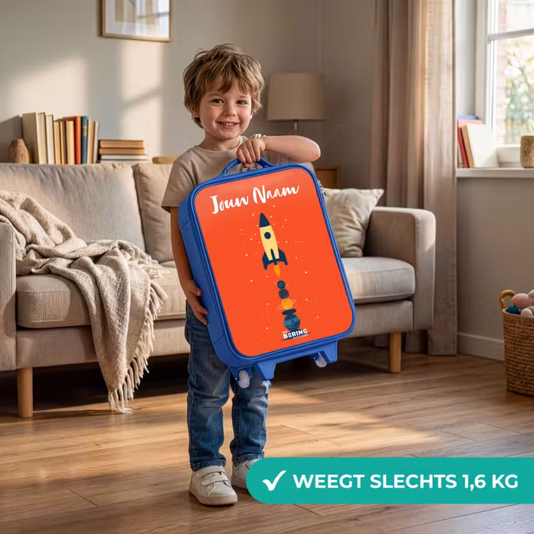 Kinderkoffer met naam - Blauw - Raket - Sterren - Planeten — 2