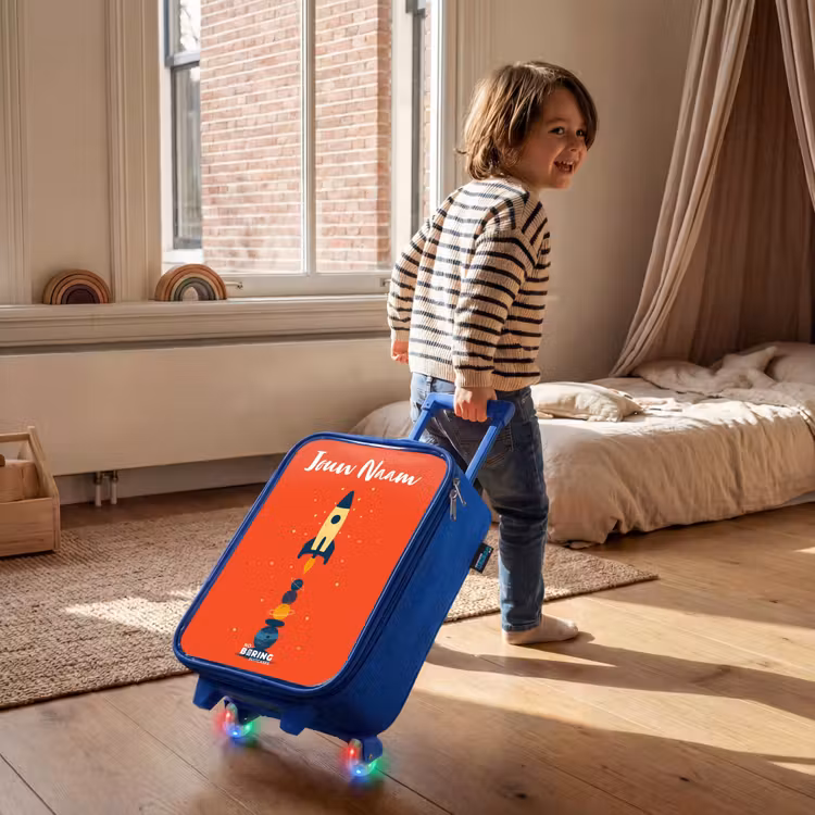 Kinderkoffer met naam - Blauw - Raket - Sterren - Planeten — 3