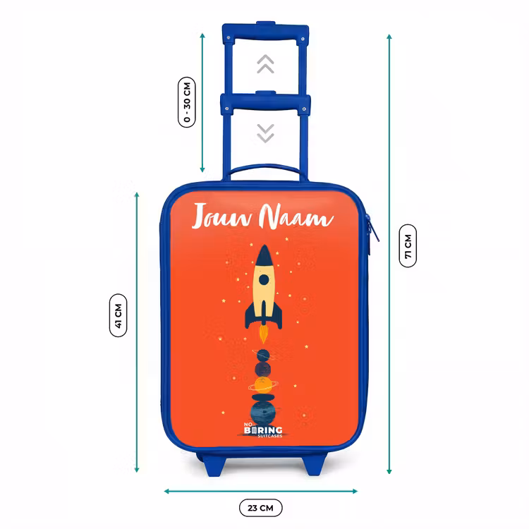 Kinderkoffer met naam - Blauw - Raket - Sterren - Planeten — 6