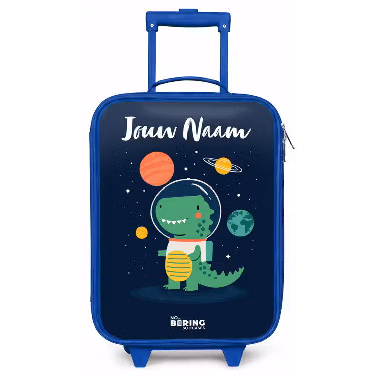 Kinderkoffer met naam - Blauw - Ruimte - Dino - Planeten - Sterren — 1