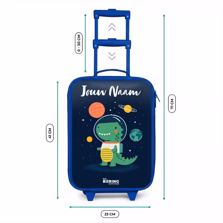 Kinderkoffer met naam - Blauw - Ruimte - Dino - Planeten - Sterren — 6