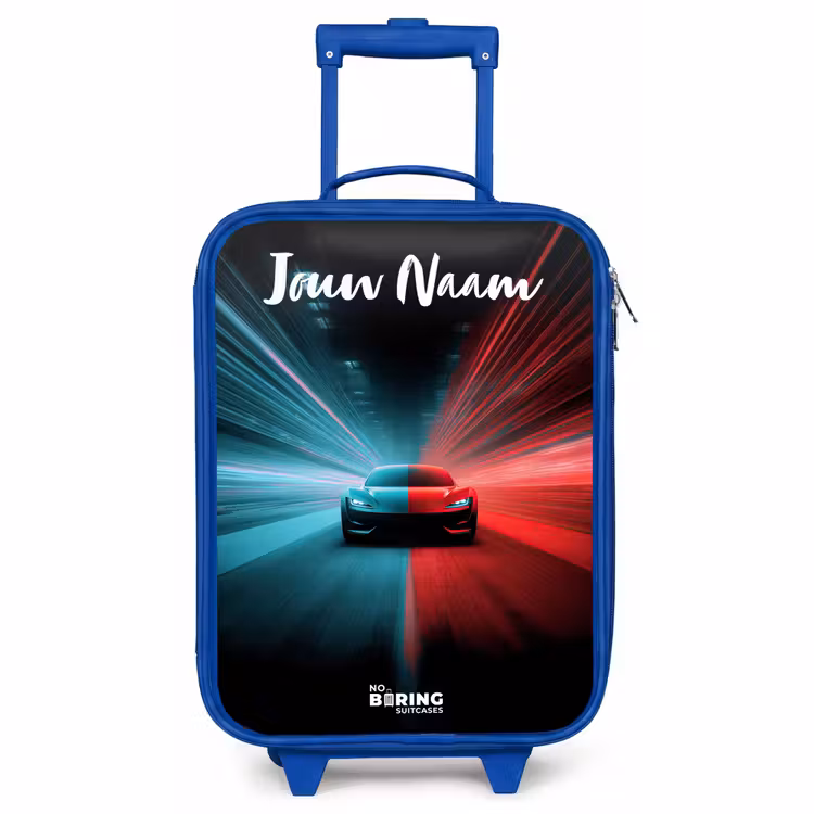 Kinderkoffer met naam - Blauw - Sportauto - Blauw - Neon - Stad — 1