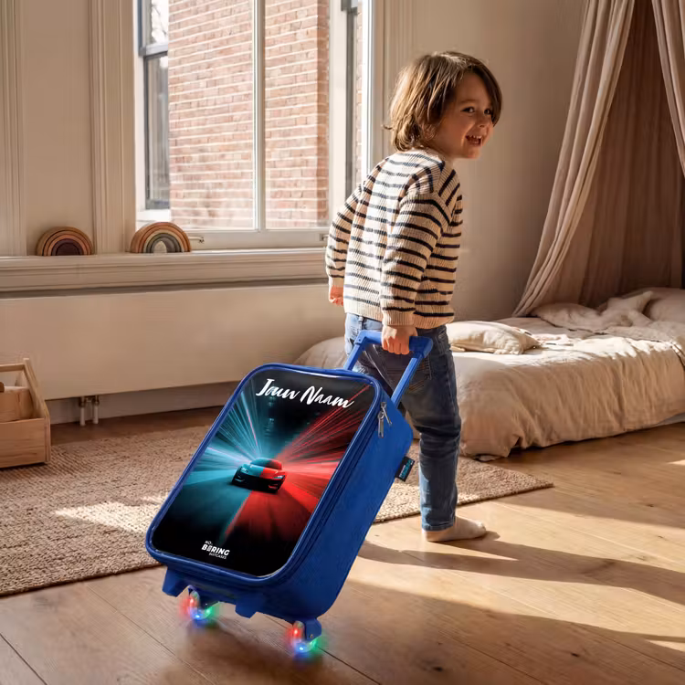 Kinderkoffer met naam - Blauw - Sportauto - Blauw - Neon - Stad — 3