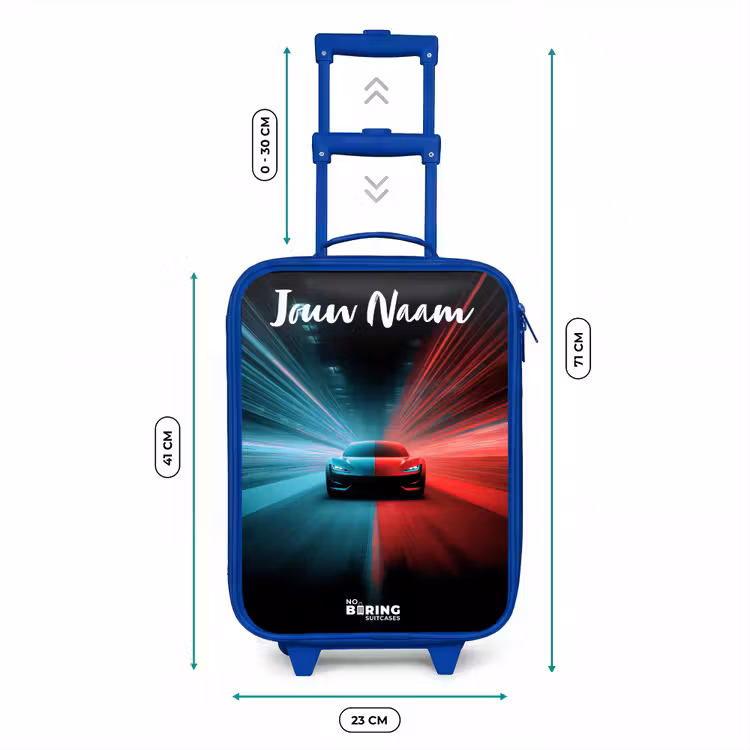 Kinderkoffer met naam - Blauw - Sportauto - Blauw - Neon - Stad — 6