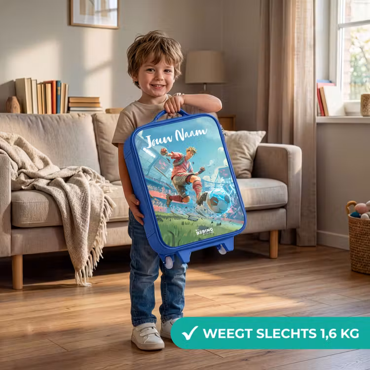 Kinderkoffer met naam - Blauw - Stadion - Voetballer - Bal - Elektrisch — 2