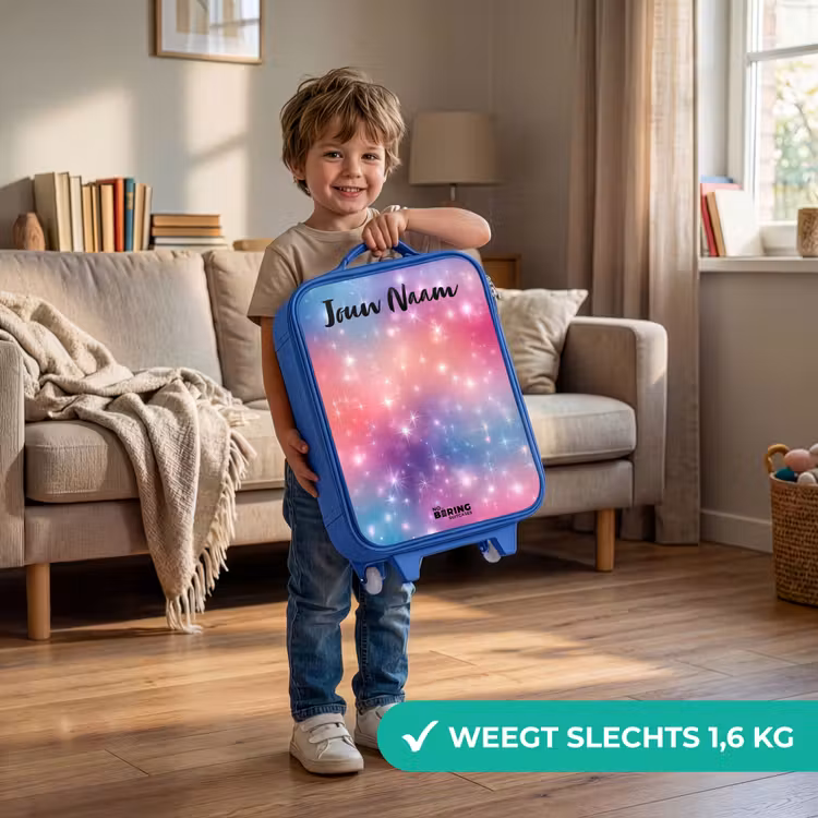 Kinderkoffer met naam - Blauw - Sterren - Abstract - Kleuren — 2