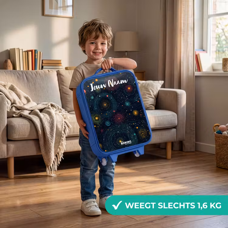 Kinderkoffer met naam - Blauw - Sterren - Planeten - Kleurrijk — 2