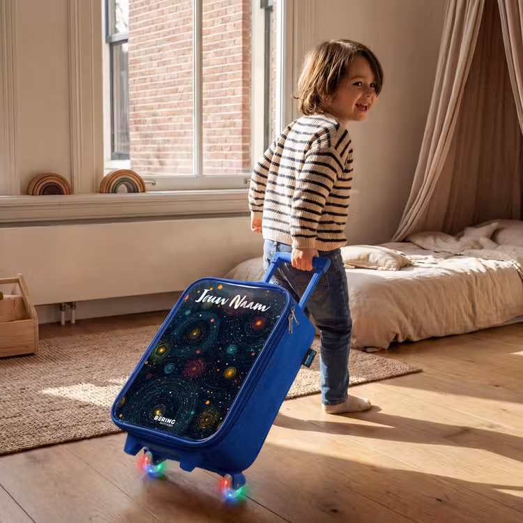 Kinderkoffer met naam - Blauw - Sterren - Planeten - Kleurrijk — 3