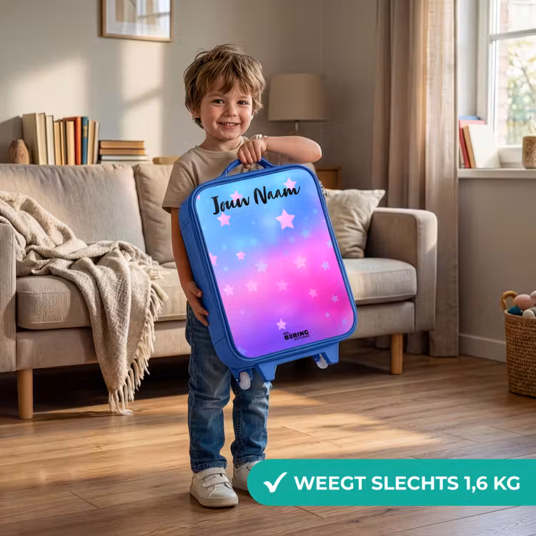 Kinderkoffer met naam - Blauw - Sterren - Roze - Blauw — 2