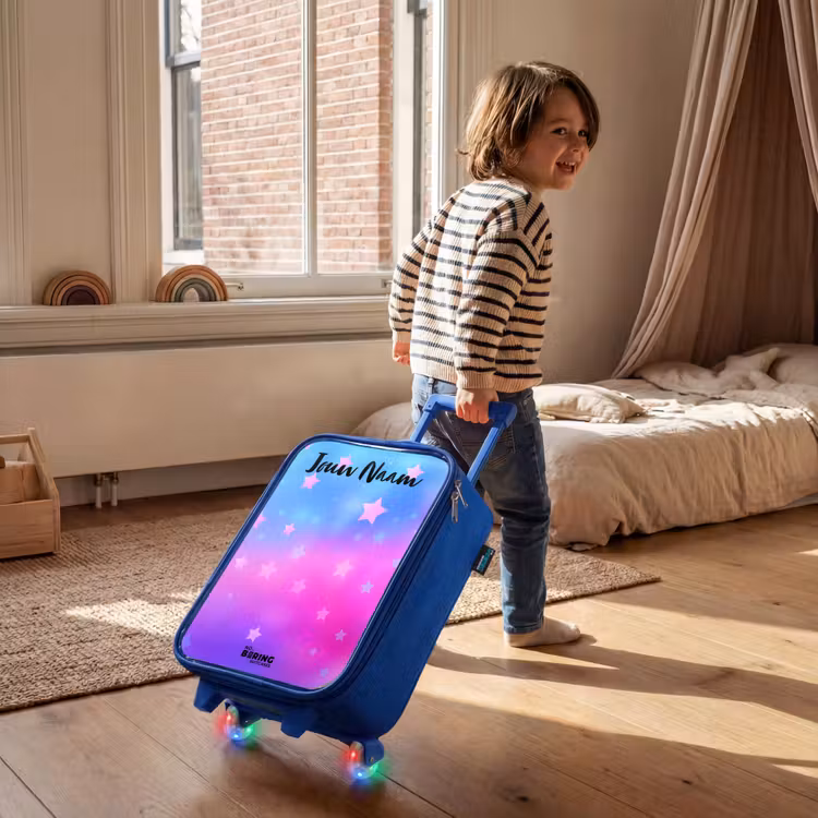 Kinderkoffer met naam - Blauw - Sterren - Roze - Blauw — 3