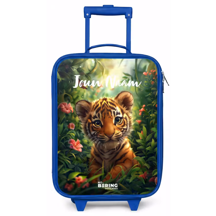 Kinderkoffer met naam - Blauw - Tommy tijger — 1