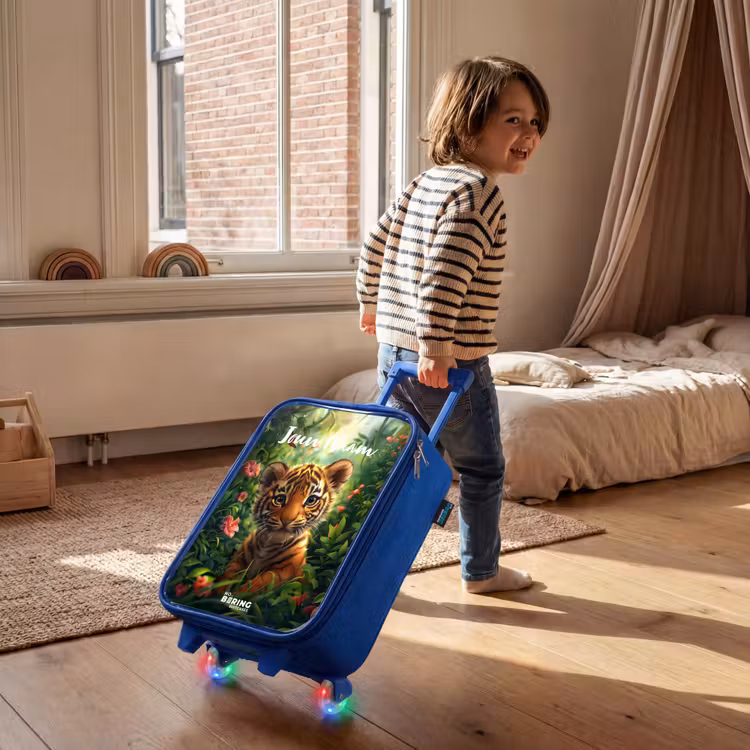 Kinderkoffer met naam - Blauw - Tommy tijger — 3