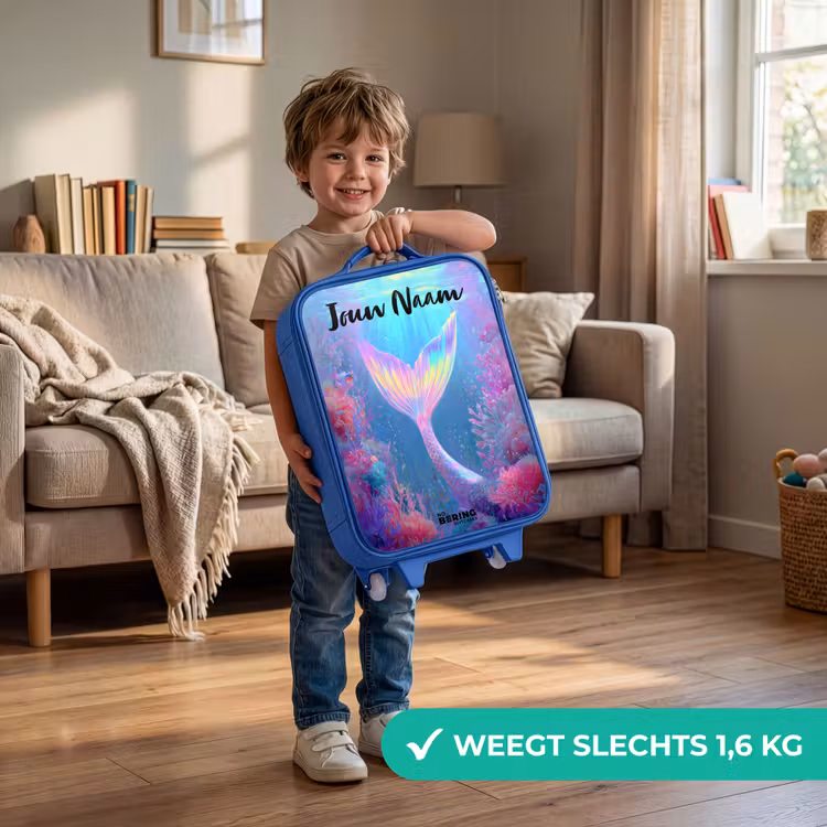 Kinderkoffer met naam - Blauw - Zeemeermin - Koraal - Water — 2