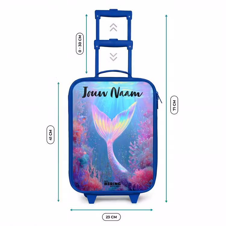 Kinderkoffer met naam - Blauw - Zeemeermin - Koraal - Water — 6