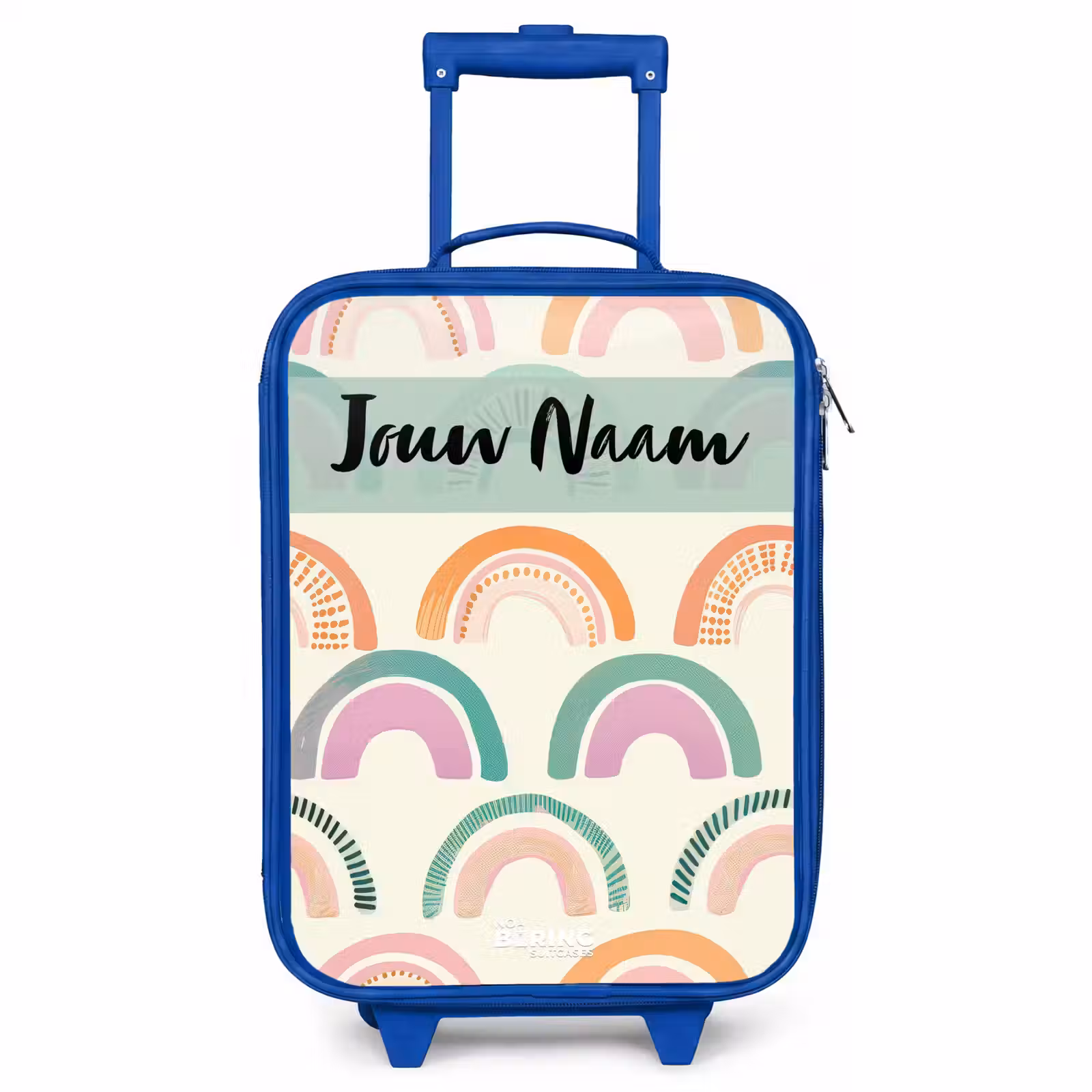 Kinderkoffer met naam - Blauw - Regenboog - Pastel - Patroon — 1