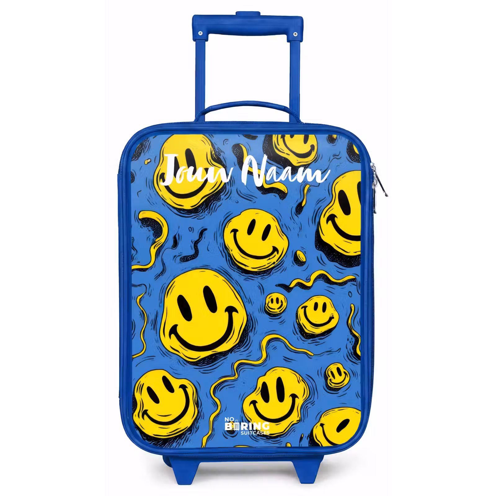 Kinderkoffer met naam - Blauw - Smiley - Blauw - Geel — 1