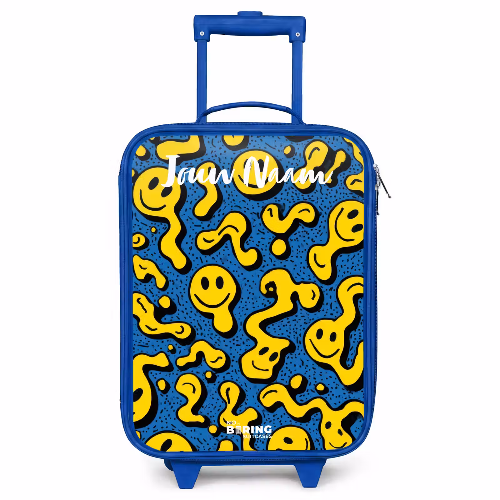 Kinderkoffer met naam - Blauw - Smiley - Geel - Blauw — 1