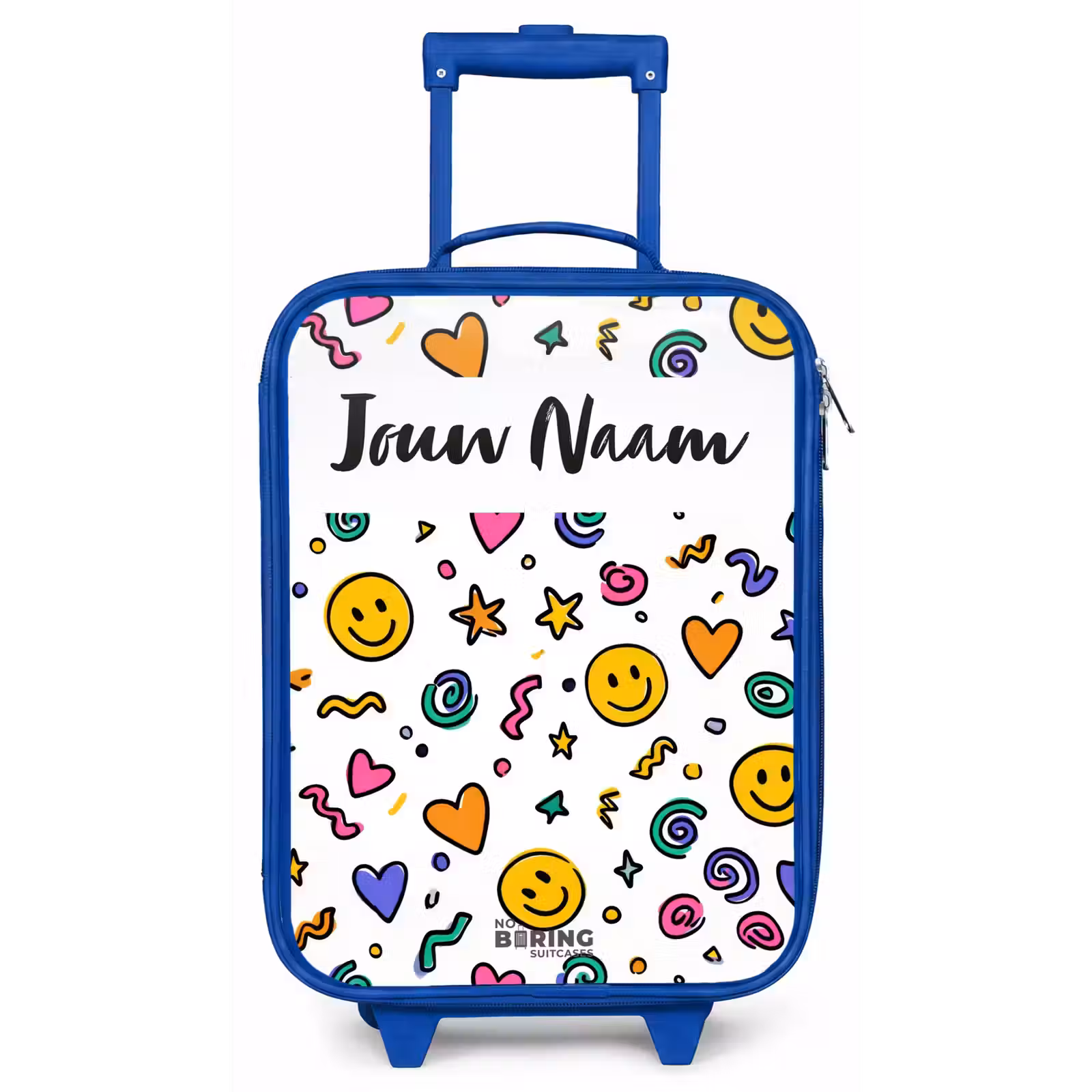 Kinderkoffer met naam - Blauw - Smiley - Hartje - Ster — 1