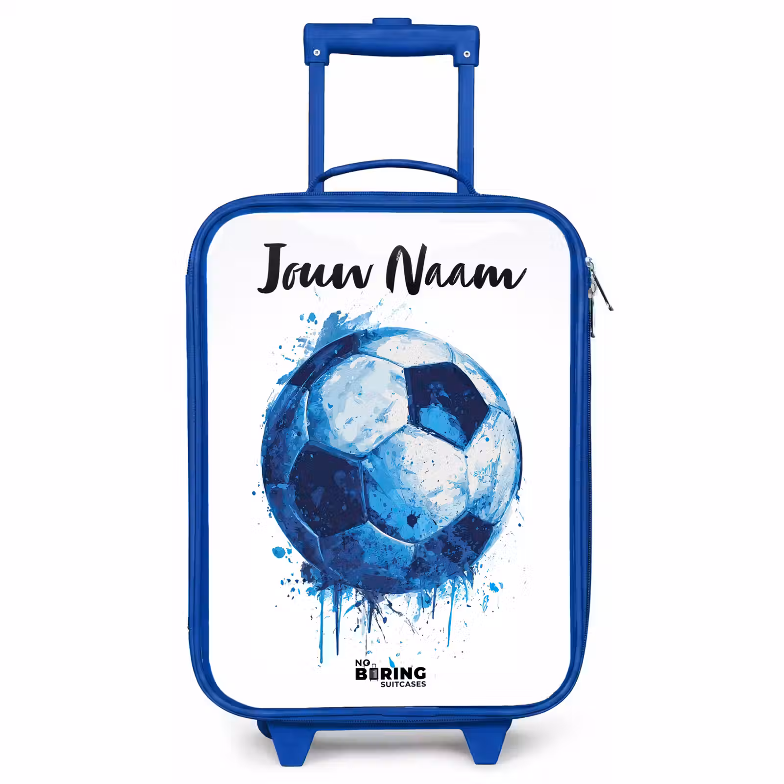 Kinderkoffer met naam - Blauw - Voetbalvibes - Inktspatten - Blauw — 1