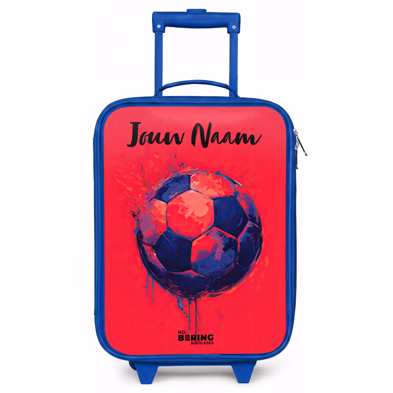 Kinderkoffer met naam - Blauw - Voetbalvibes - Verf - Blauw - Rood — 1